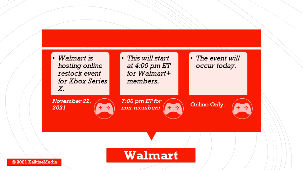 Xbox, PlayStation to be available at Walmart Online event on Nov 22, 2021.