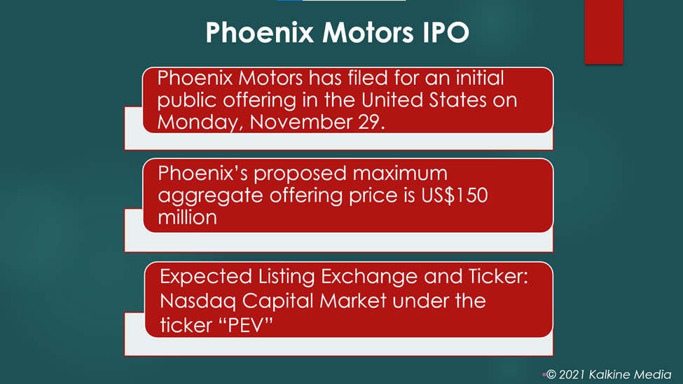 Phoenix Motors is the latest EV maker to file for an IPO in the US market