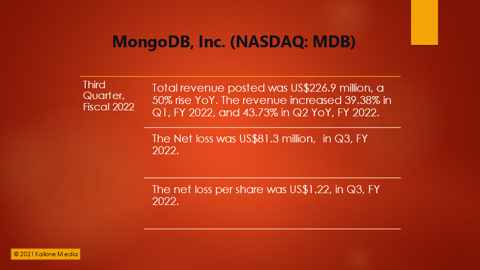MongoDB, Inc. <a class='font-weight-bold' style='border-bottom: 2px dashed;' aria-label='https://kalkinemedia.com/us/companies/nasdaq-mdb'  href='https://kalkinemedia.com/us/companies/nasdaq-mdb'>(NASDAQ:MDB)</a> stock soars on strong quarterly results.
