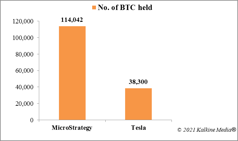  Bitcoin holding of Tesla and MicroStrategy