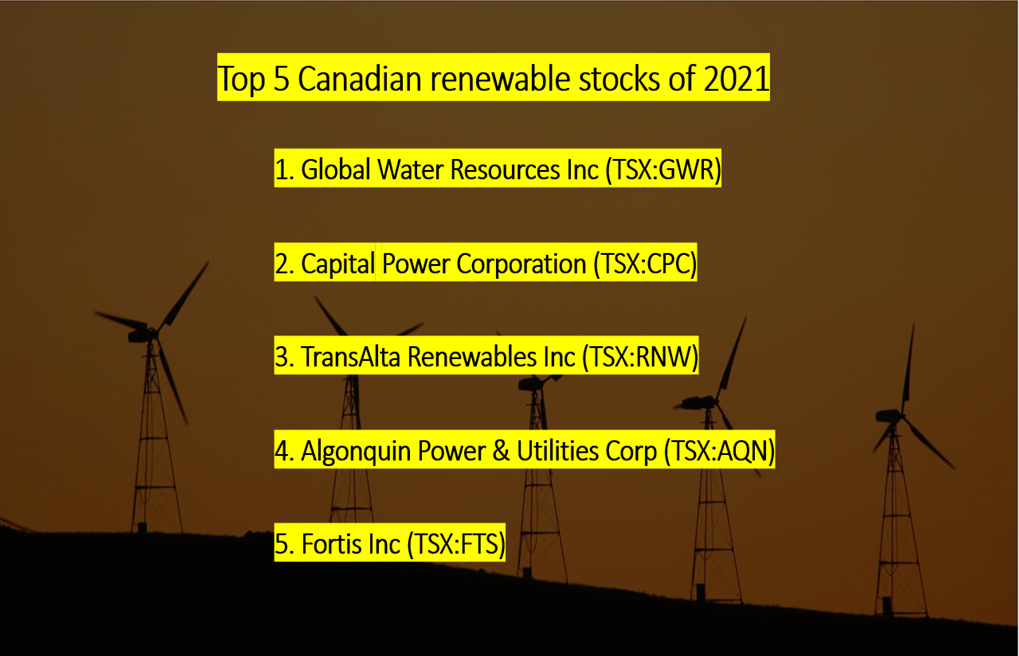 5 top Canadian renewable stocks of 2021
