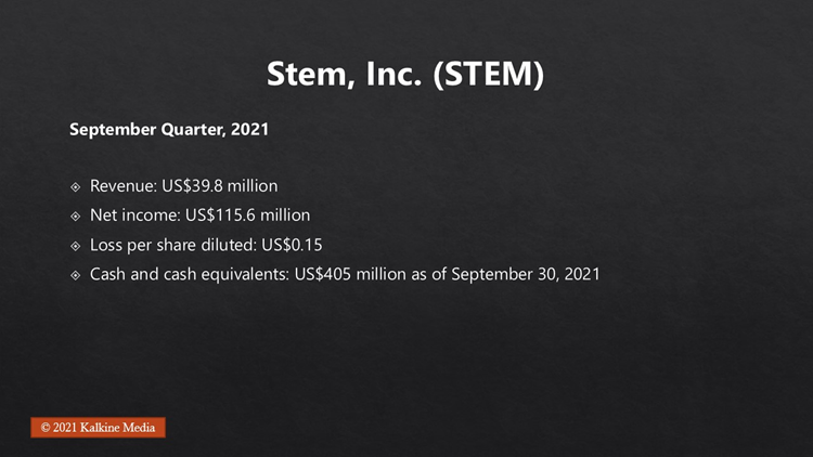 Stem, Inc. (STEM) is acquiring AlsoEnergy for US$695 million