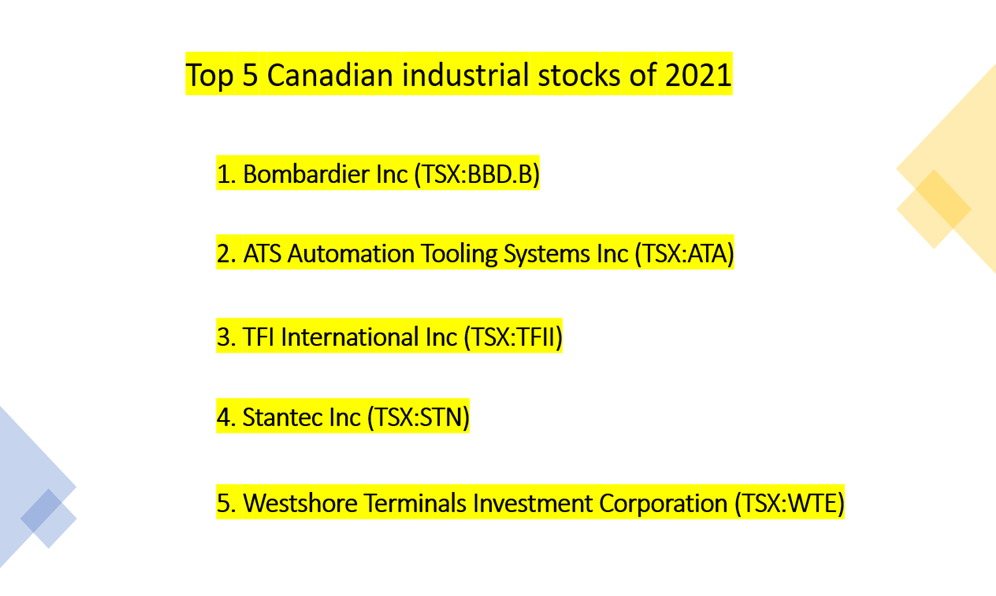 Top 5 Canadian industrial stocks of 2021