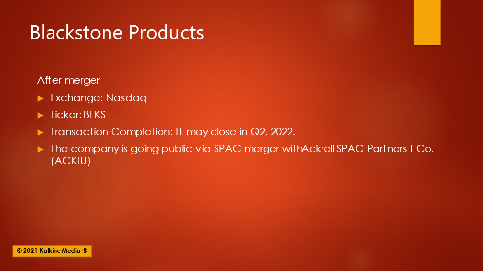 (Blackstone Products going public via SPAC merger)