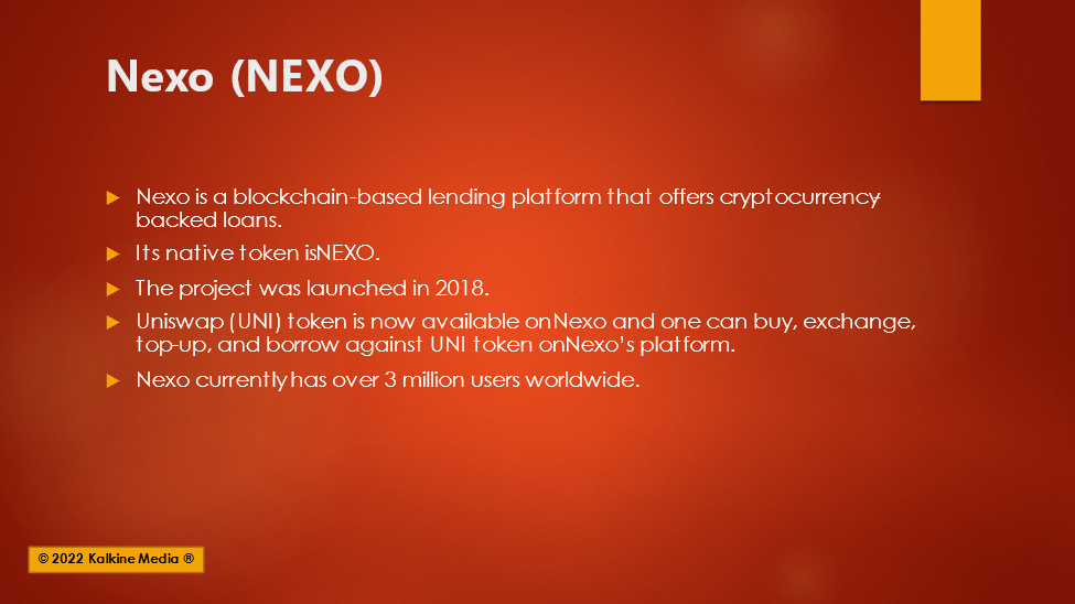 Nexo (NEXO) token falls nearly 14% after Uniswap added to its platform