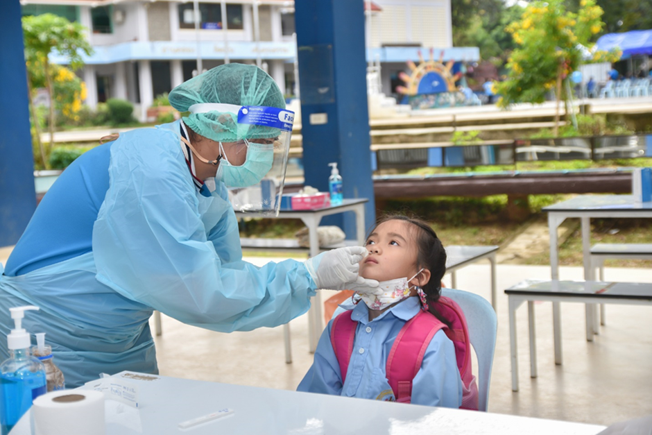 Sample being collected for COVID-19 tests
