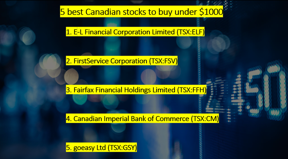  5 best Canadian stocks to buy under C$ 1,000