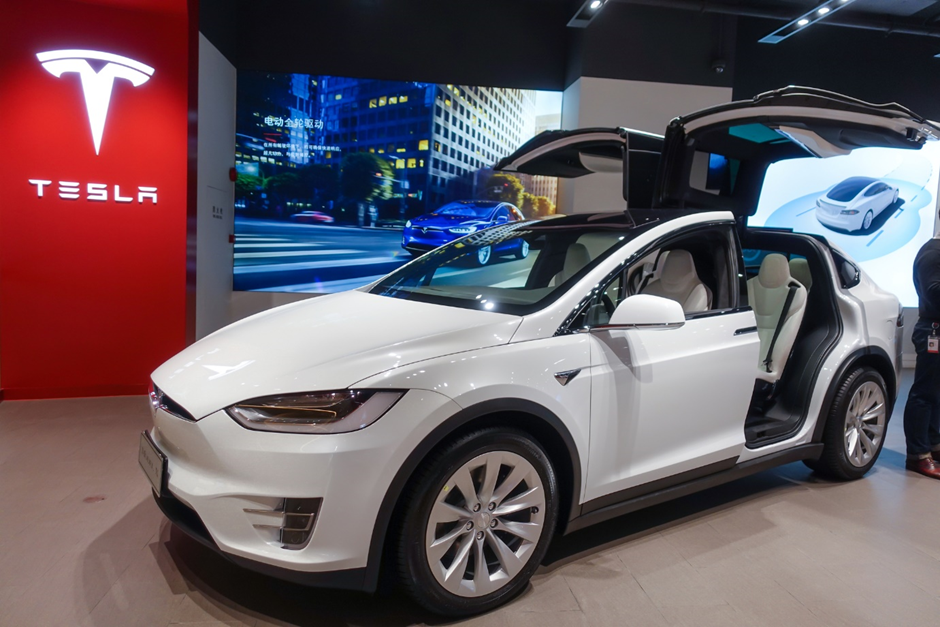 Tesla electric car sales shop in Guangzhou Canton China Asia.