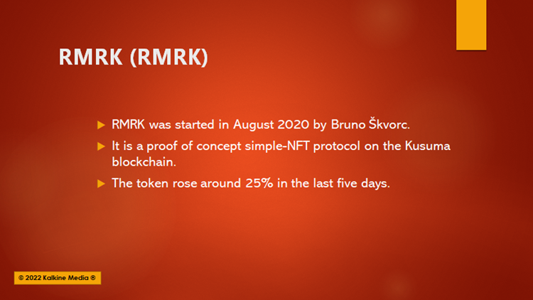 RMRK (RMRK) token down after rising 25% in last five days