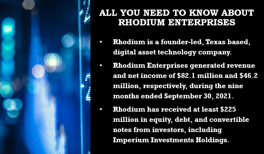 Rhodium Enterprises IPO