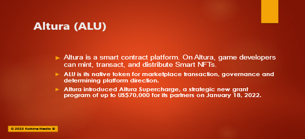  Altura (ALU) introduces Altura Supercharge grant program, token slips more than 8%.