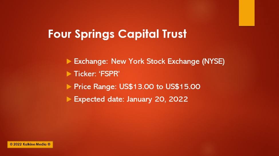 Four Springs Capital Trust (FSPR) set to debut on NYSE - know details