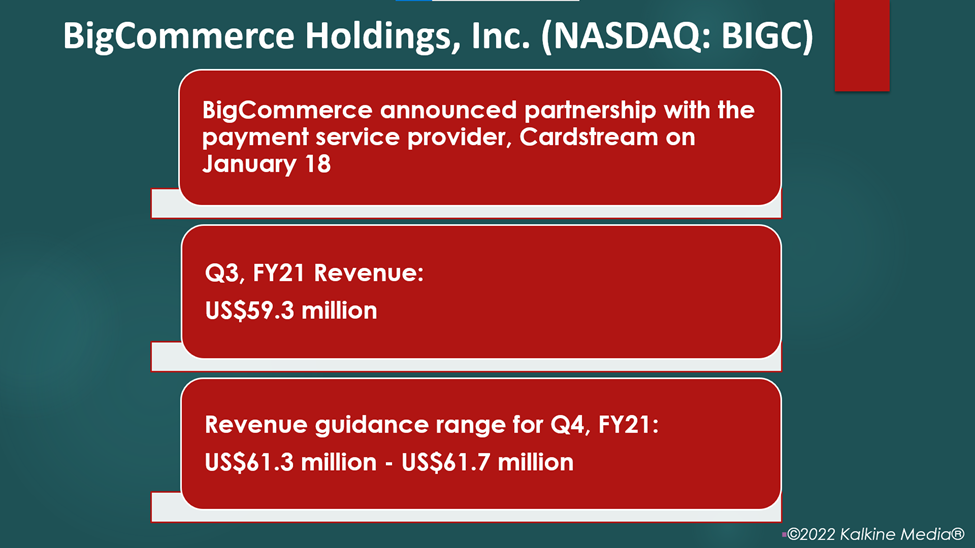 BigCommerce Holdings (BIGC) stocks rallied after announcing partnership with Cardstream