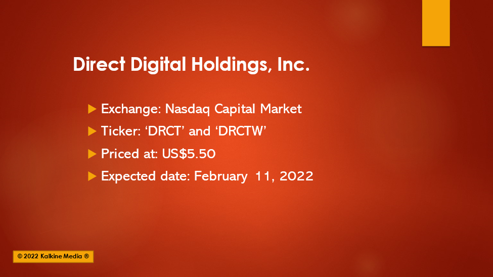 Direct Digital Holdings, Inc. (DRCT) prices IPO, set to begin trading on Nasdaq.