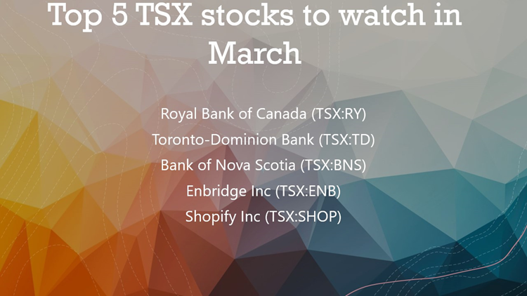Top 5 TSX stocks to watch in March