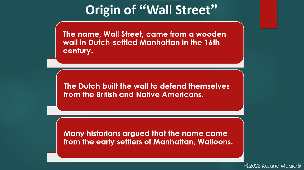 Origin of the name "Wall Street"