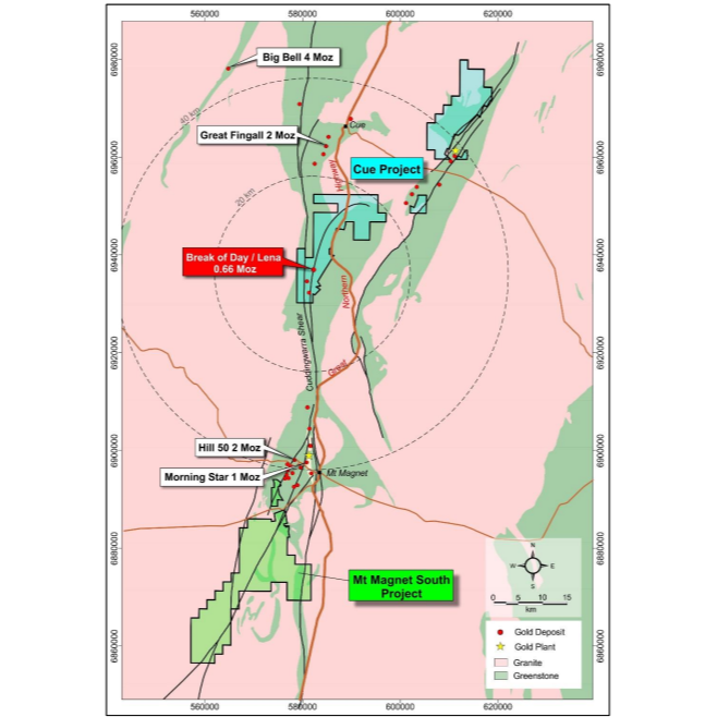 Mt Magnet South project location plan and Cue tenure