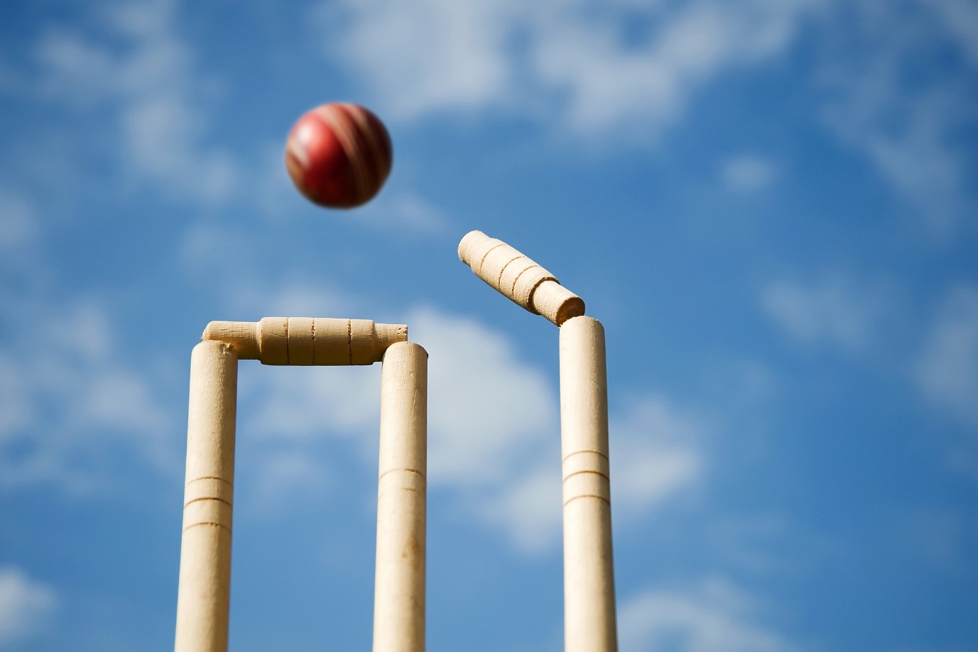Cricket Ball over Stumps