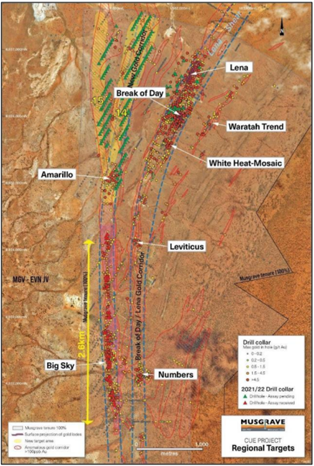 Regional plan showing drill hole collars and significant prospect locations