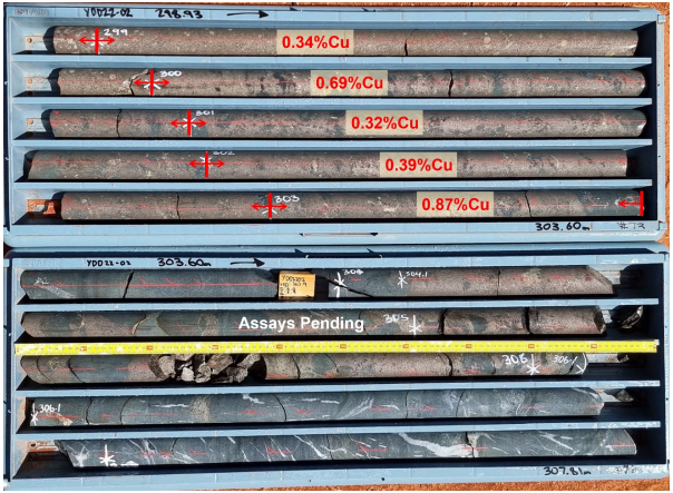 Results from YD22-02 drill core