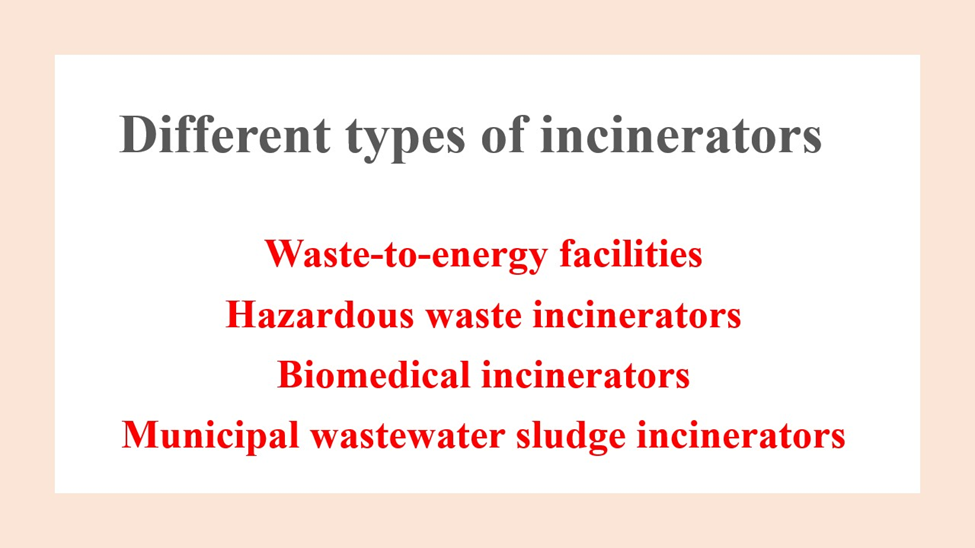  Different types of incinerators.