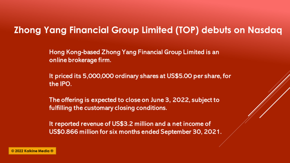 Zhong Yang (TOP) stock zoomed 300% on Nasdaq debut