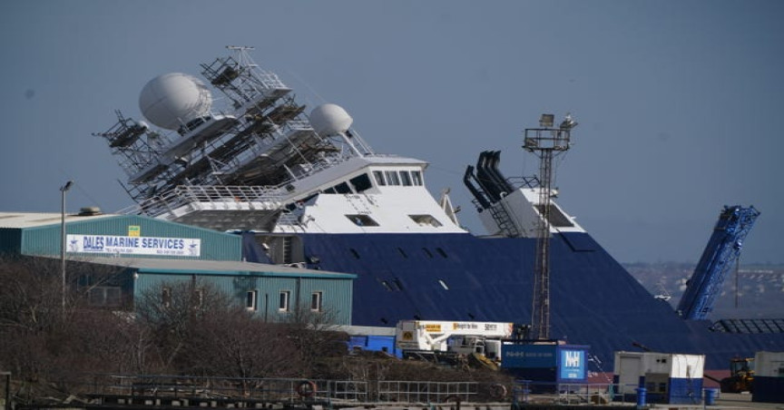 MV Petrel back in the water more than a month after toppling over in ...