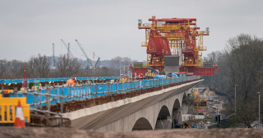 Construction work for the Colne Valley Viaduct