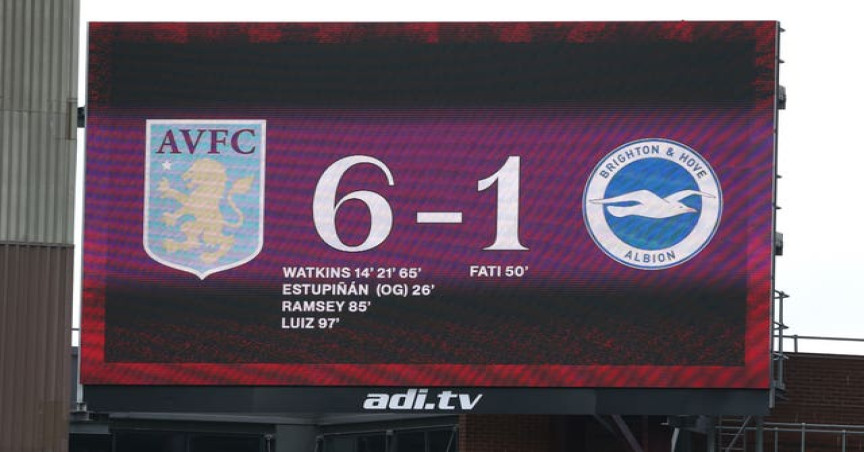 The scoreboard at Villa Park