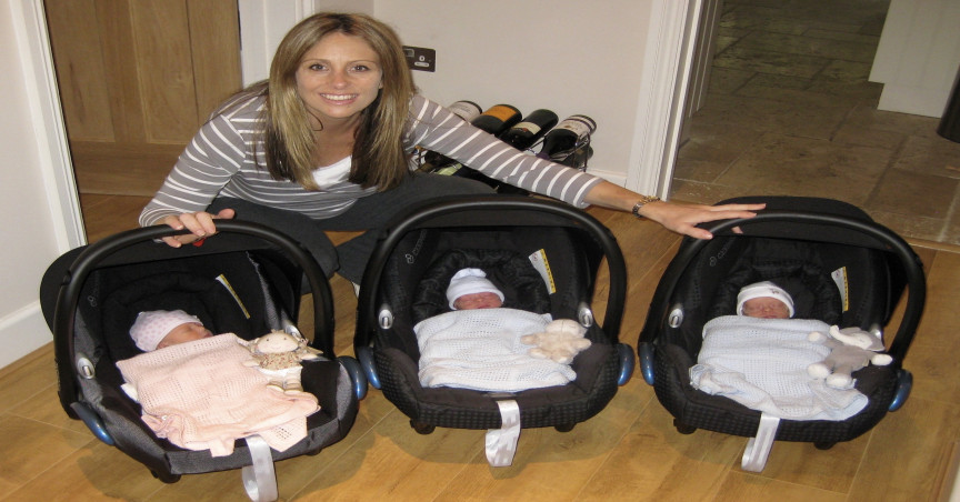 Lisa Ashworth with her triplets