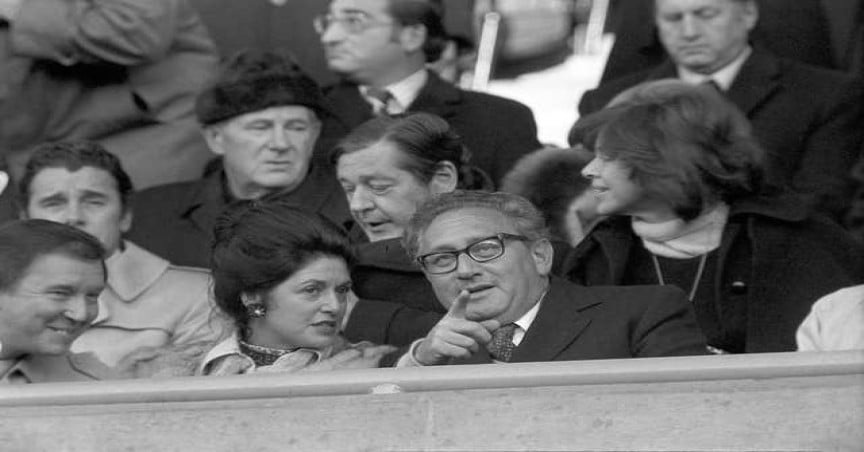 Talking football with the wife of former Chelsea chairman Brian Mears during a match at Stamford Bridge in 1976 