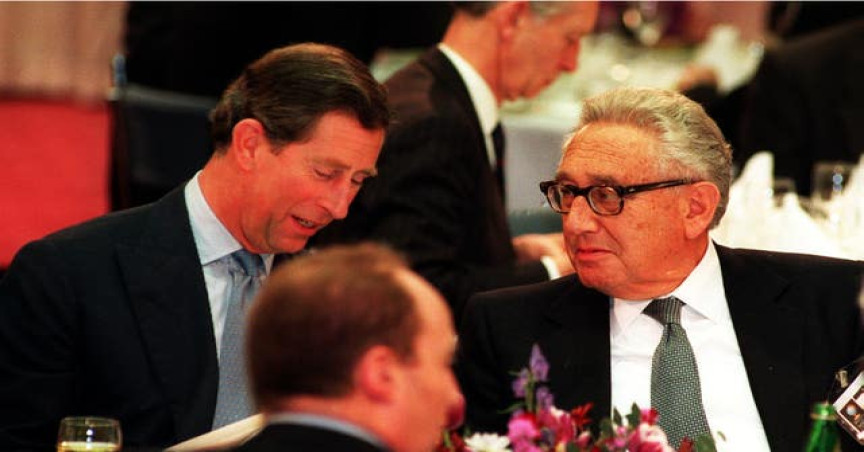 The King, who was then the Prince of Wales, talking with Mr Kissinger during a conference at the Royal Institute of International Affairs in March 1995 