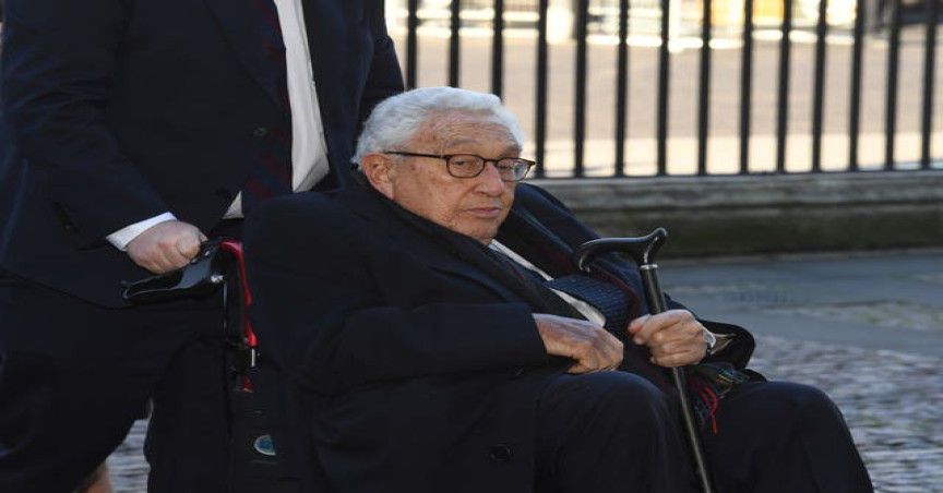 Mr Kissinger arriving at a service of thanksgiving for the life and work of former foreign secretary Lord Carrington at Westminster Abbey in January 2019