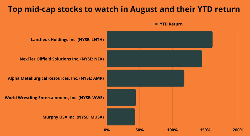Top US mid-cap stocks to explore in August (with highest YTD return)