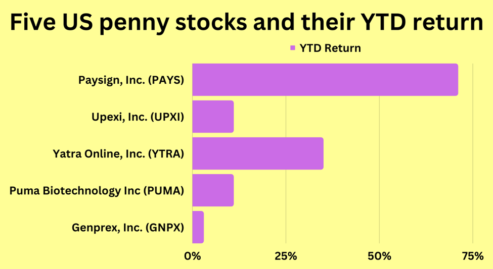 Five penny stocks and their YTD return