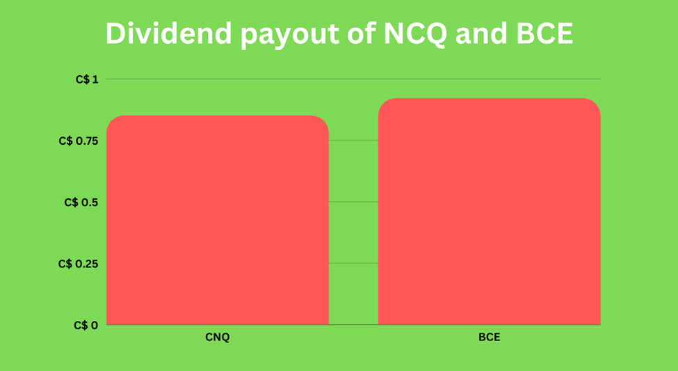 Dividend payout of NCQ and BCE