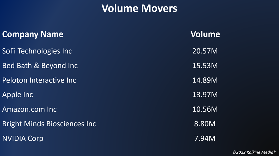 Top volume movers in the US stock market on August 24