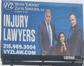 The Law Firm of Velter Yurovsky Zoftis Sokolson, LLC Unveils First Billboard In Philadelphia
