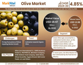 Global Olive Market Size to Reach USD 19.47 Billion by 2030, at a Growth Rate of (CAGR) 4.85%