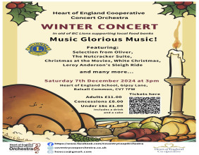 Coventry Orchestra’s Winter Concert ‘Music Glorious Music’ In Aid Of Local Food Banks