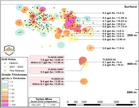 Canadian Gold Corp. Tartan South Zone Continues to Hit: 140m Vertical Expansion Intersects 9.4 gpt Gold/ 3.3m