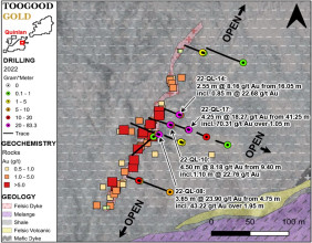 Toogood Gold Corp. Commences 2,000-Meter Drill Program at High-Grade Quinlan Discovery, Toogood Gold Project, Newfoundland