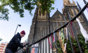 Protesters tie ribbons outside Melbourne mass for Pell