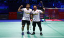  Badminton-Indonesia's Ahsan wheeled off court but not without one last touch 