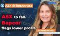  ASX to fall. Bapcor flags lower profit. 